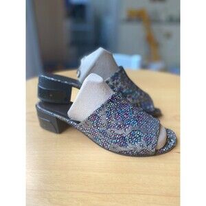 Brunate Mules Pumps 9.5 EU 40 Multicolor Leather Block Heels Open Toe Made Italy